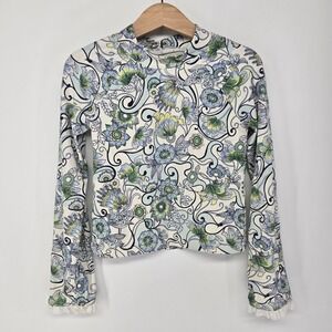 Janie and Jack Rash Guard Girls Sz 5‎ Floral Paisley Swim Top Ruffle Long Sleeve